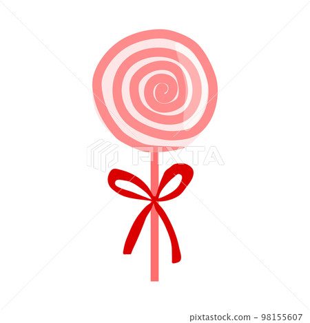 Swirl lollipop with red ribbon, design element for Valentines day, vector 98155607