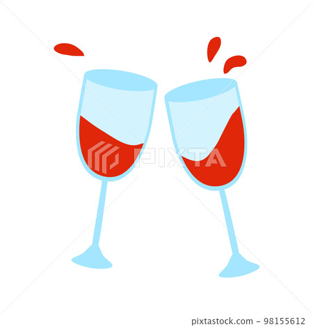 Two glasses of wine toasting to celebrate something, vector 98155612