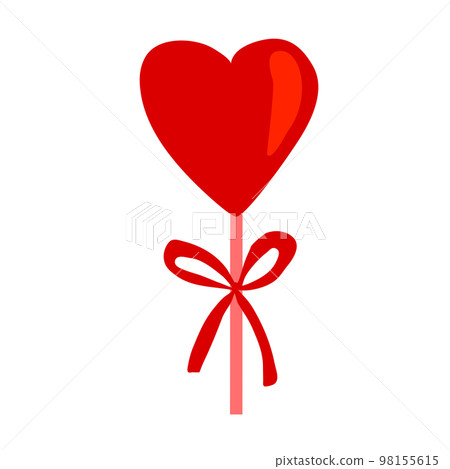 Heart shaped lollipop with red ribbon, design element for Valentines day, vector Heart shaped lollipop with red ribbon, design element for Valentines day, vector 98155615