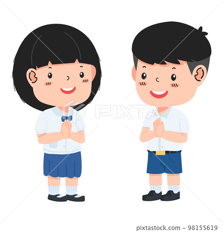 Thai student  with namaste character pose 98155619