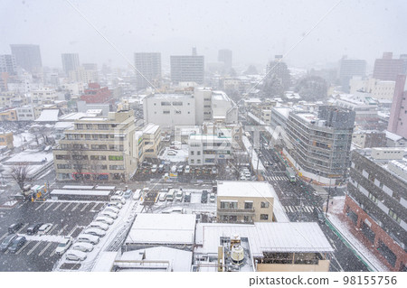 Fukushima City Omachi Shinobuyama Townscape Snow Scenery Fukushima City Omachi Shinobuyama Townscape Snow Scenery 98155756