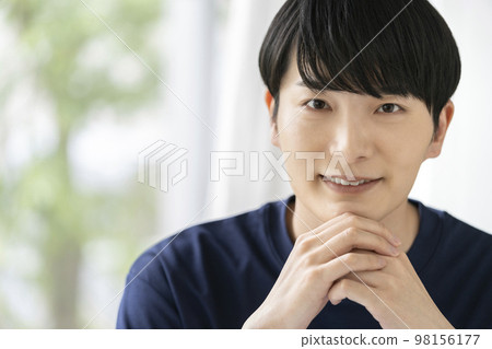 Young man looking at camera men's beauty skin care image portrait 98156177