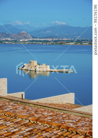 birds eye view of Bourtzi castle, Greece 98156196