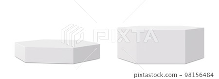 White podiums isolated on white background. Elegant podium for product, cosmetic presentation. Mock up. Pedestal or platform for beauty products. Empty scene. Display, showcase. 3D rendering. White podiums isolated on white background. Elegant podium for product, cosmetic presentation. Mock up. Pedestal or platform for beauty products. Empty scene. Display, showcase. 3D rendering. 98156484