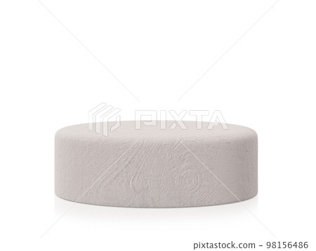 Beige podium isolated on white background. Elegant stage for product, cosmetic presentation. Luxury mock up. Pedestal or platform for beauty products. Empty scene. Display, showcase. 3D rendering. 98156486