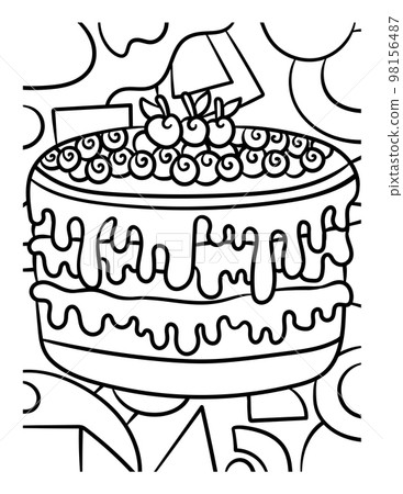 Cake Sweet Food Coloring Page for Kids Cake Sweet Food Coloring Page for Kids 98156487