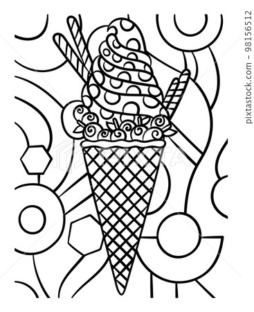 Ice Cream In Cone Sweet Food Coloring Page  98156512