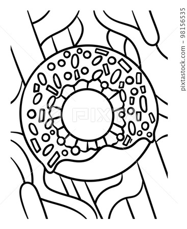 Donut Sweet Food Coloring Page for Kids Donut Sweet Food Coloring Page for Kids 98156535
