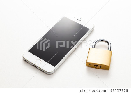 Smartphone security white background Smartphone security white background 98157776
