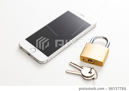 Smartphone security white background Smartphone security white background 98157788