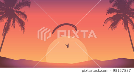 paragliding summer outdoor adventure between palm trees paragliding summer outdoor adventure between palm trees 98157887