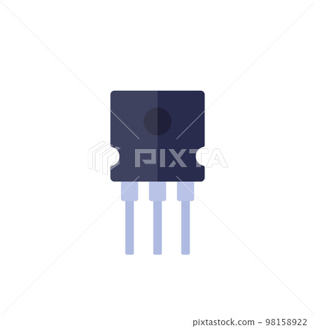 transistor or semiconductor icon, flat design 98158922