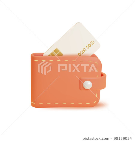 3d Wallet with Plastic Credit Card Plasticine Cartoon Style Isolated on a White Background. Vector illustration 3d Wallet with Plastic Credit Card Plasticine Cartoon Style Isolated on a White Background. Vector illustration 98159034