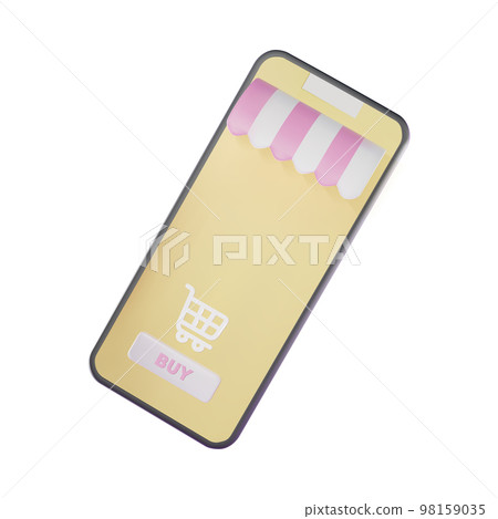3d Smartphone Device Screen Ecommerce Concept Plasticine Cartoon Style Isolated on a White Background. Vector illustration 3d Smartphone Device Screen Ecommerce Concept Plasticine Cartoon Style Isolated on a White Background. Vector illustration 98159035