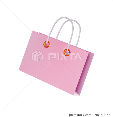 3d Pink Paper Bag with Handles Plasticine Cartoon Style Isolated on a White Background . Vector illustration 3d Pink Paper Bag with Handles Plasticine Cartoon Style Isolated on a White Background . Vector illustration 98159036