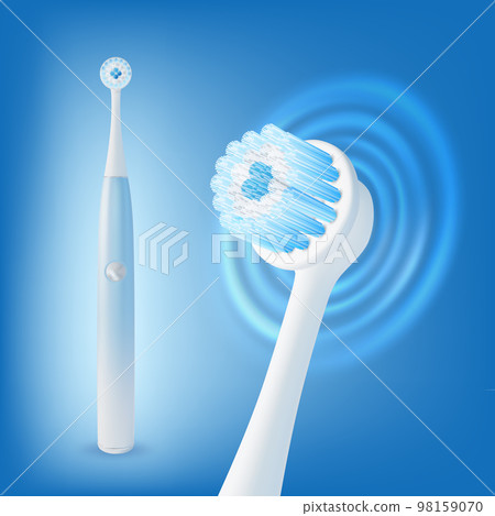 Realistic Detailed 3d Electric Toothbrush with Rotating Nozzle Set. Vector illustration of Appliance Routine Oral Hygiene Realistic Detailed 3d Electric Toothbrush with Rotating Nozzle Set. Vector illustration of Appliance Routine Oral Hygiene 98159070