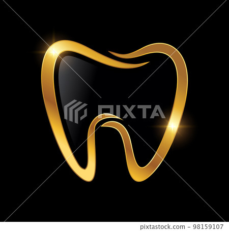 Golden Luxury Tooth Vector Icon Golden Luxury Tooth Vector Icon 98159107