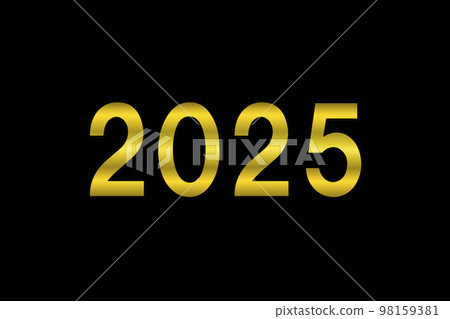 Golden 2025 Letters On Black Background - Stock Illustration [98159381 