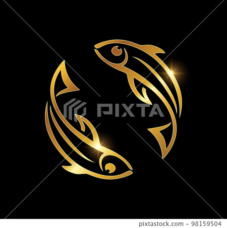 Golden Luxury Fish Vector Icon 98159504