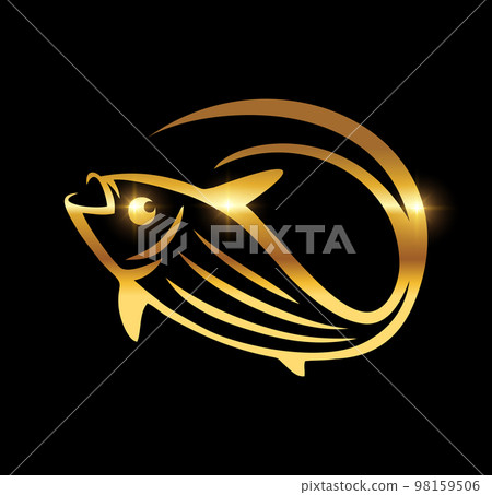 Golden Luxury Fish Vector Icon 98159506