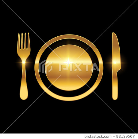 Golden Luxury Food Vector Icon 98159507