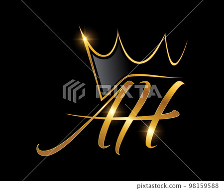 Golden Crown Monogram Logo Initial AH 98159588