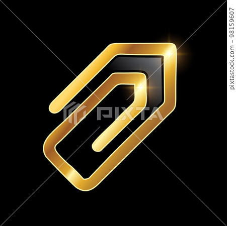 Golden Paper Clip Vector Icon 98159607