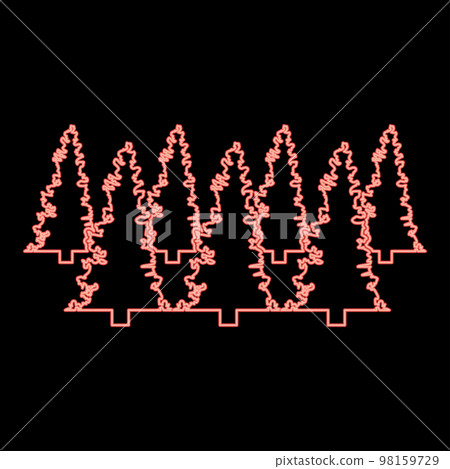 Neon forest fir spruce red color vector illustration image flat style Neon forest fir spruce red color vector illustration image flat style 98159729