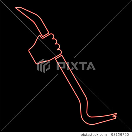 Neon crowbar in hand holding tool use Arm using Multifunctional utility bar red color vector illustration image flat style Neon crowbar in hand holding tool use Arm using Multifunctional utility bar red color vector illustration image flat style 98159760