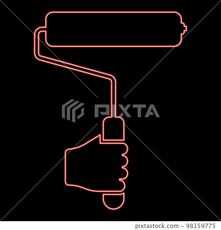 Neon paint roller in hand use tool arm red color vector illustration image flat style Neon paint roller in hand use tool arm red color vector illustration image flat style 98159775