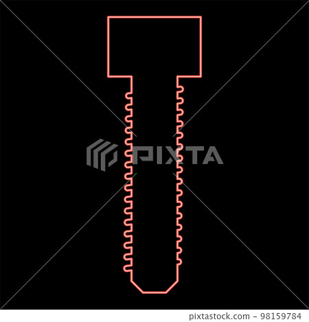 Neon screw bolt Dag red color vector illustration image flat style 98159784