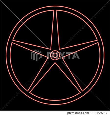 Neon sheave Pulley for engine washing machine Crosshead red color vector illustration image flat style 98159787