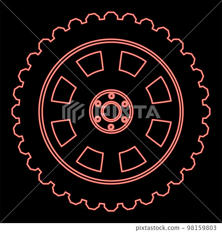 Neon car wheel Tire red color vector illustration image flat style 98159803