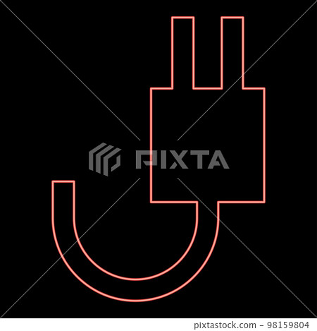 Neon electricfork with wire red color vector illustration image flat style Neon electricfork with wire red color vector illustration image flat style 98159804