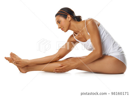 Floor, legs and beauty woman in studio for skincare, cosmetics wellness or self care marketing. Dermatology, aesthetic and luxury skin care model with manicure and pedicure results on mock up Floor, legs and beauty woman in studio for skincare, cosmetics wellness or self care marketing. Dermatology, aesthetic and luxury skin care model with manicure and pedicure results on mock up 98160171