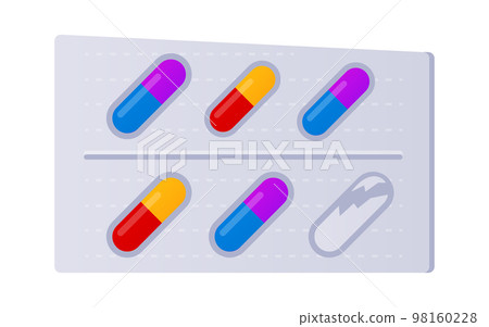 Set of pills - modern flat design style single isolated image 98160228