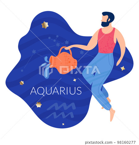 Aquarius Man Zodiac Illustration 98160277