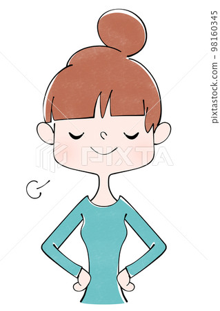 啊！一個女人自豪地把手放在腰上的插圖 98160345