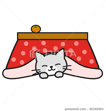 Hachiware gray cat sleeping comfortably under a kotatsu 98160964