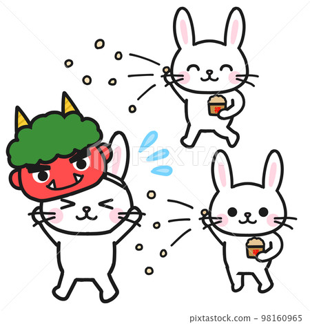 Rabbits enjoying Setsubun Rabbits enjoying Setsubun 98160965