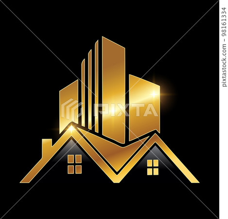 Golden Luxury Real Estate vector Icon 98161334