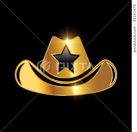 Golden Cowboy Hat Vector Sign Golden Cowboy Hat Vector Sign 98161476