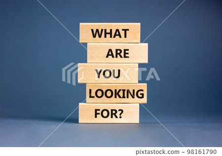 What are you looking for symbol. Concept words What are you looking for on wooden blocks. Beautiful grey table grey background. Business what are you looking for concept. Copy space. What are you looking for symbol. Concept words What are you looking for on wooden blocks. Beautiful grey table grey background. Business what are you looking for concept. Copy space. 98161790