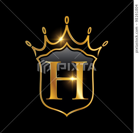Initial H monogram alphabet with a crown. Royal King queen luxury symbol Initial H monogram alphabet with a crown. Royal King queen luxury symbol 98161804
