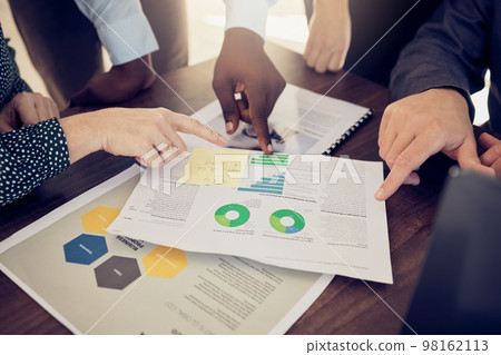 Business team planning, collaboration and marketing analytics at corporate agency or company with hands, data paperwork. Group of project management people strategy or b2b of finance, chart and graph Business team planning, collaboration and marketing analytics at corporate agency or company with hands, data paperwork. Group of project management people strategy or b2b of finance, chart and graph 98162113