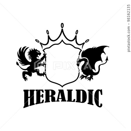 Heraldic Shield Lion and Dragon Vector Sign Heraldic Shield Lion and Dragon Vector Sign 98162135