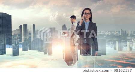 Smart city concept . Mixed media 98162157