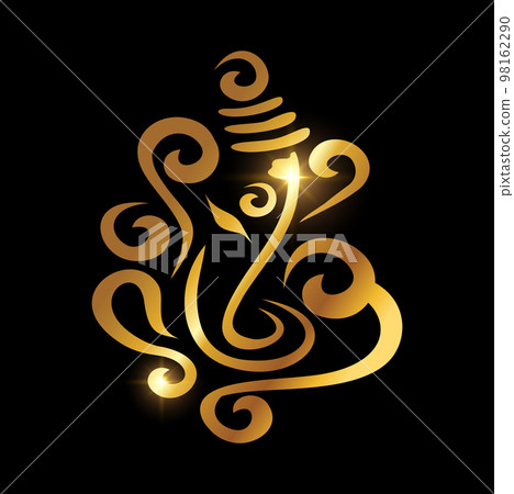 Golden Ganesh Puja. ganesh Chaturthi Sign 98162290