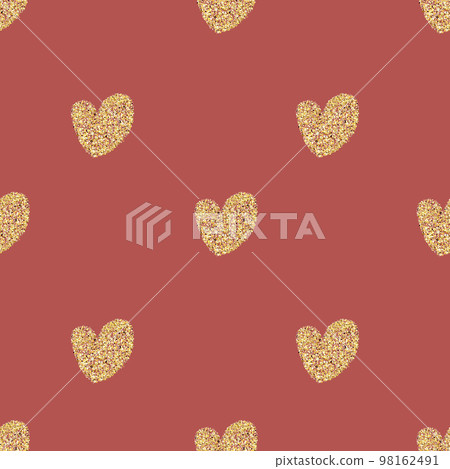 seamless gold heart glitter pattern on white... - Stock Illustration ...