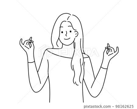 Smiling woman with halo above head  98162625